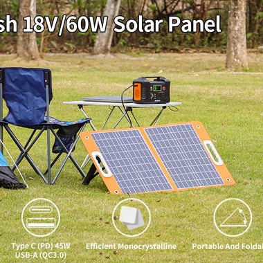 Flashfish TSP60 Foldable Solar Panel | 60W/18V USB Foldable Solar Panel Flexible Smartphone Battery Charger