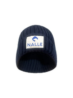 Blue Beanie with white patch with Nalle logo